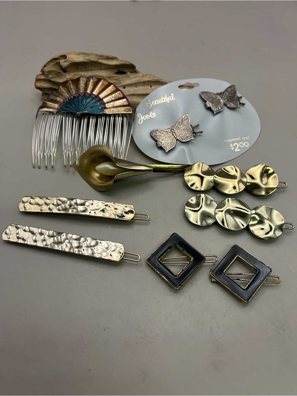 Women's Vintage 1980’s Hair Accessory Set - Gold, Purple, Teal-Glamour Bundle